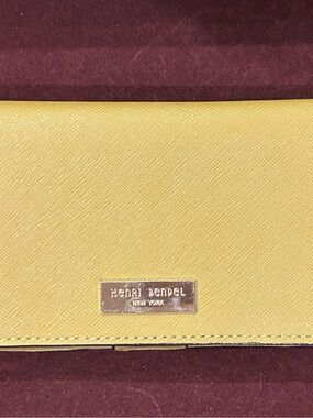 Henri Bendel NY Citron Saffiano Leather Snap Wallet